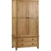 Julian Bowen Marlborough 2 Door, 2 Drawer Solid Oak/Oak Veneer Combination Wardrobe -Oleu Furniture Shop NVPYQ SQ1 0000000006 OAK SLf