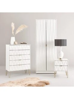 SWIFT Versailles Ready Assembled 2 Drawer Bedside Chest - FSC® Certified -Oleu Furniture Shop NWEXK SQ2 0000000013 WHITE RSr