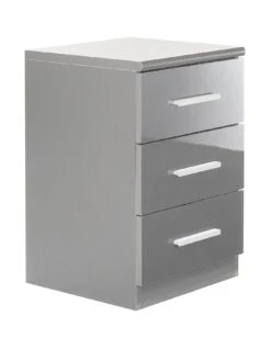 Very Home Prague Gloss 3 Drawer Bedside Chests (Set Of 2) - FSC® Certified -Oleu Furniture Shop P6V64 SQ3 0000000563 GREY GLOSS SLa