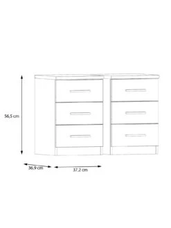 Very Home Prague Gloss 3 Drawer Bedside Chests (Set Of 2) - FSC® Certified -Oleu Furniture Shop P6V64 SQ4 0000000563 GREY GLOSS SLd
