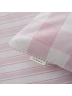 Bianca Fine Linens Check And Stripe Cotton Duvet Cover Set - Pink 9 Bianca Fine Linens Check And Stripe Cotton Duvet Cover Set - Pink -Oleu Furniture Shop PAAET SQ3 0000000063 PINK SLd
