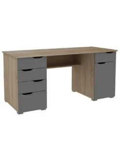 Alphason Michigan Desk -Oleu Furniture Shop PDMLV SQ3 0000000311 GREY OAK SLd