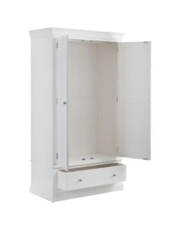 Julian Bowen Clermont 2 Door, 1 Drawer Wardrobe - White -Oleu Furniture Shop PFV3Q SQ4 0000000013 WHITE SLd