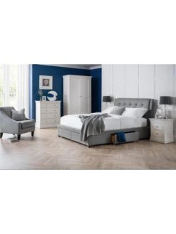 Julian Bowen Clermont Ready Assembled 2 Drawer Bedside Chest -Oleu Furniture Shop PFVDX SQ7 0000000013 WHITE DGy