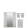 SWIFT Verve PartĀ Assembled 4 Piece Package - 4 Door Mirrored Wardrobe, 5 Drawer Chest And 2 Bedside ChestsĀ - FSCĀ® Certified 1 SWIFT Verve PartĀ Assembled 4 Piece Package - 4 Door Mirrored Wardrobe, 5 Drawer Chest And 2 Bedside ChestsĀ - FSCĀ® Certified -Oleu Furniture Shop PG69T SQ1 0000000005 GREY SLf