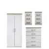 SWIFT Regent Ready Assembled 4 Piece Package - 2 Door Wardrobe, 5 Drawer Chest And 2 Bedside Chests - FSC® Certified -Oleu Furniture Shop PG6A9 SQ1 0000000010 WHITE OAK SLf