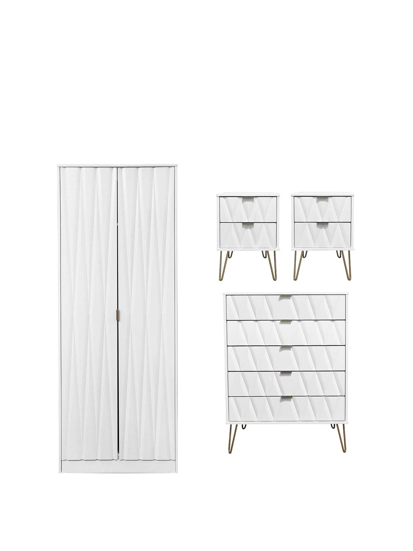 SWIFT Versailles Ready Assembled 4 Piece Package - 2 Door Wardrobe, 5 Drawer Chest And 2 Bedside Chests - FSC® Certified 3 SWIFT Versailles Ready Assembled 4 Piece Package - 2 Door Wardrobe, 5 Drawer Chest And 2 Bedside Chests - FSC® Certified