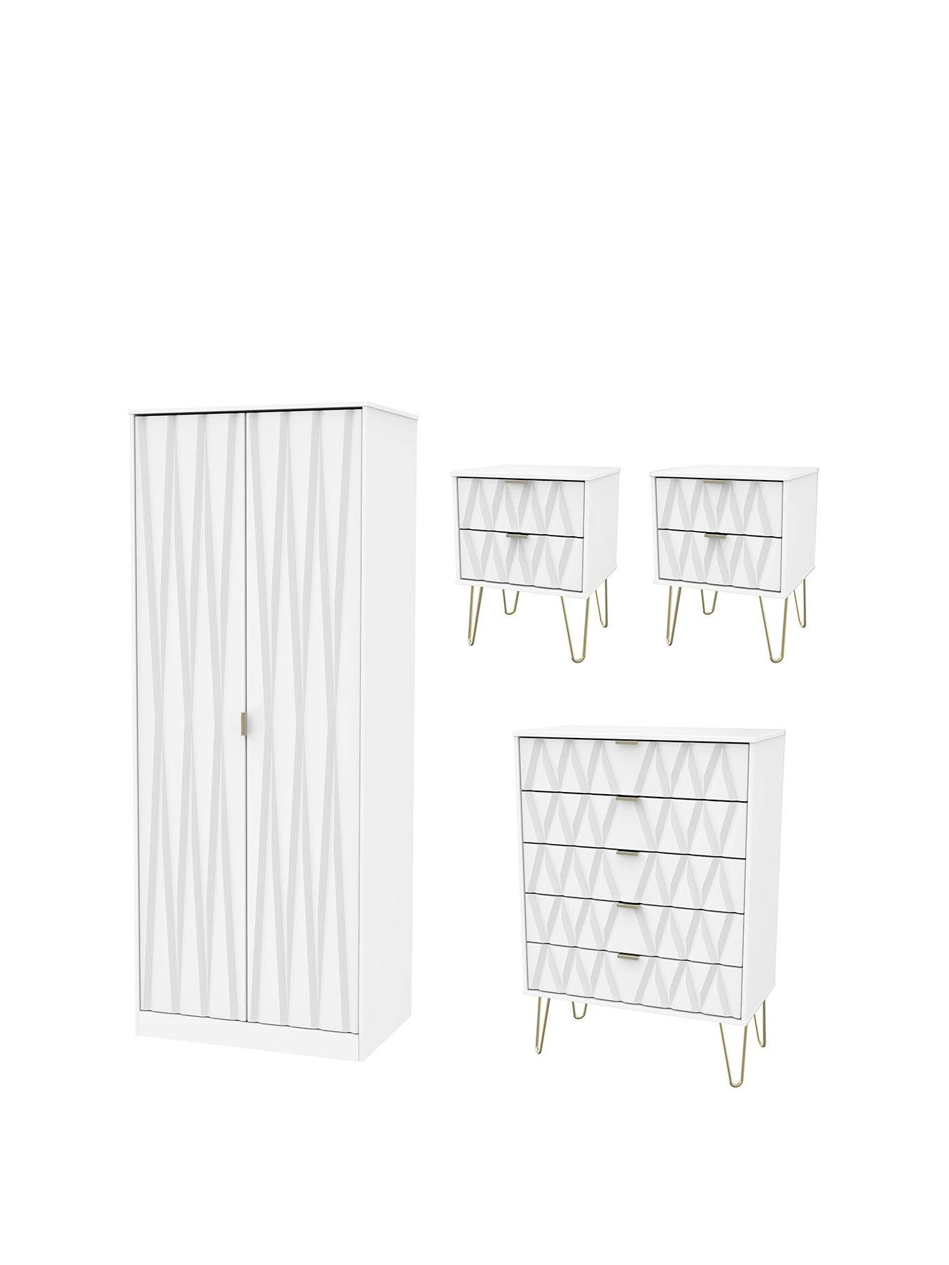 SWIFT Versailles Ready Assembled 4 Piece Package - 2 Door Wardrobe, 5 Drawer Chest And 2 Bedside Chests - FSC® Certified 5 SWIFT Versailles Ready Assembled 4 Piece Package - 2 Door Wardrobe, 5 Drawer Chest And 2 Bedside Chests - FSC® Certified - Image 3