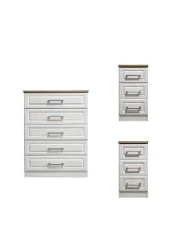 SWIFT Regent Ready Assembled 3 Piece Package - 5 Drawer Chest And 2 Bedside ChestsĀ - FSCĀ® Certified