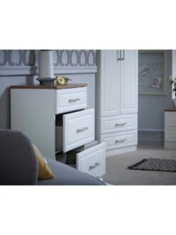 SWIFT Regent Ready Assembled 3 Piece Package - 5 Drawer Chest And 2 Bedside Chests - FSC® Certified -Oleu Furniture Shop PG6FJ SQ6 0000000010 WHITE OAK SLd2