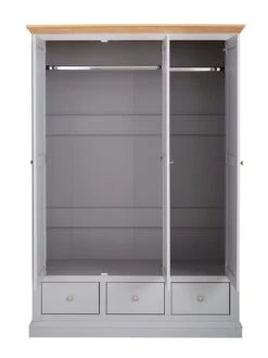 Very Home Hanna 3 Door, 3 Drawer Wardrobe -Oleu Furniture Shop PG9YP SQ4 0000002974 GREY OAK TOPS SLd