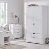 Very Home Aspen 3 Piece Package - 2 Door, 2 Drawer Wardrobe, 4 + 2 Chest And Bedside Table - White Oak Effect -Oleu Furniture Shop PGJU3 SQ1 0000013026 WHITE OAK RSr