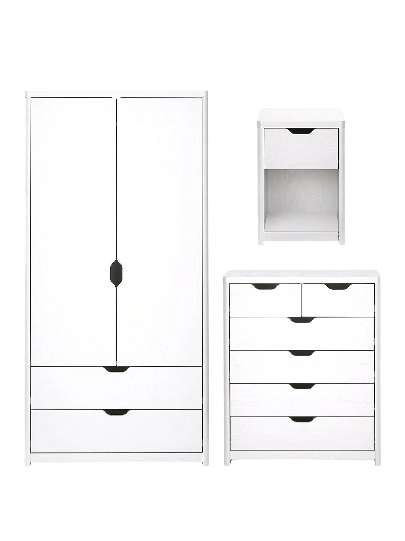 Very Home Aspen 3 Piece Package - 2 Door, 2 Drawer Wardrobe, 4 + 2 Chest And Bedside Table - White Oak Effect 4 Very Home Aspen 3 Piece Package - 2 Door, 2 Drawer Wardrobe, 4 + 2 Chest And Bedside Table - White Oak Effect - Image 2