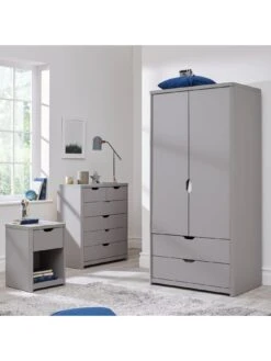 Very Home Aspen 2 Door, 2 Drawer Wardrobe - Grey Oak Effect -Oleu Furniture Shop PGNNC SQ6 0000006131 GREY OAK SLd2