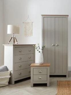 Very Home Atlanta 3 Piece Package - 2 Door Wardrobe, 4 Drawer Chest And 2 Drawer Bedside Chest - Grey/Oak