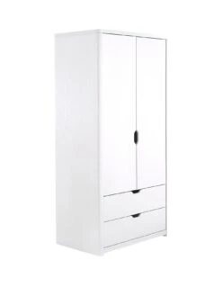 Very Home Aspen 2 Door, 2 Drawer Childrens Wardrobe - White Oak Effect -Oleu Furniture Shop PJ36N SQ3 0000013026 WHITE OAK SLa
