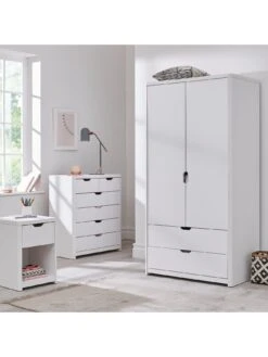 Very Home Aspen 2 Door, 2 Drawer Childrens Wardrobe - White Oak Effect -Oleu Furniture Shop PJ36N SQ6 0000013026 WHITE OAK SLd2