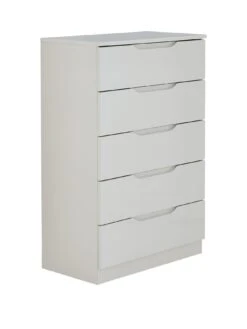 One Call Monaco Ready Assembled 3 Piece Gloss Package - 5 Drawer Chest And 2 Bedside Chests -Oleu Furniture Shop PJ9CR SQ3 0000000559 WHITE GLOSS SLa