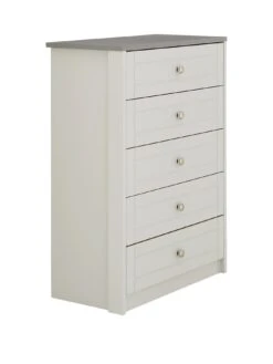 One Call Alderley Ready Assembled 3 Piece Package - Chest Of 5 Drawers And 2 Bedside Chests -Oleu Furniture Shop PLG4U SQ3 0000000005 GREY SLa