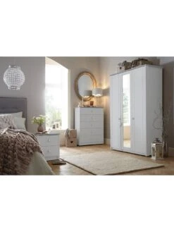 One Call Alderley Ready Assembled 3 Piece Package - Chest Of 5 Drawers And 2 Bedside Chests -Oleu Furniture Shop PLG4U SQ6 0000000005 GREY SLd2
