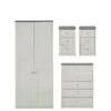 One Call Alderley Ready Assembled 4 Piece Package - 2 Door Wardrobe, Chest Of 5 Drawers And 2 Bedside Chests -Oleu Furniture Shop PLGC9 SQ1 0000000005 GREY SLf