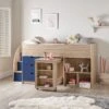 Very Home Mico Mid Sleeper Bed With Pull-Out Desk And Storage - Blue/Oak Effect