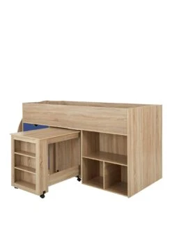 Very Home Mico Mid Sleeper Bed With Pull-Out Desk And Storage - Blue/Oak Effect 10 Very Home Mico Mid Sleeper Bed With Pull-Out Desk And Storage - Blue/Oak Effect -Oleu Furniture Shop PLK3A SQ3 0000000020 BLUE SLa