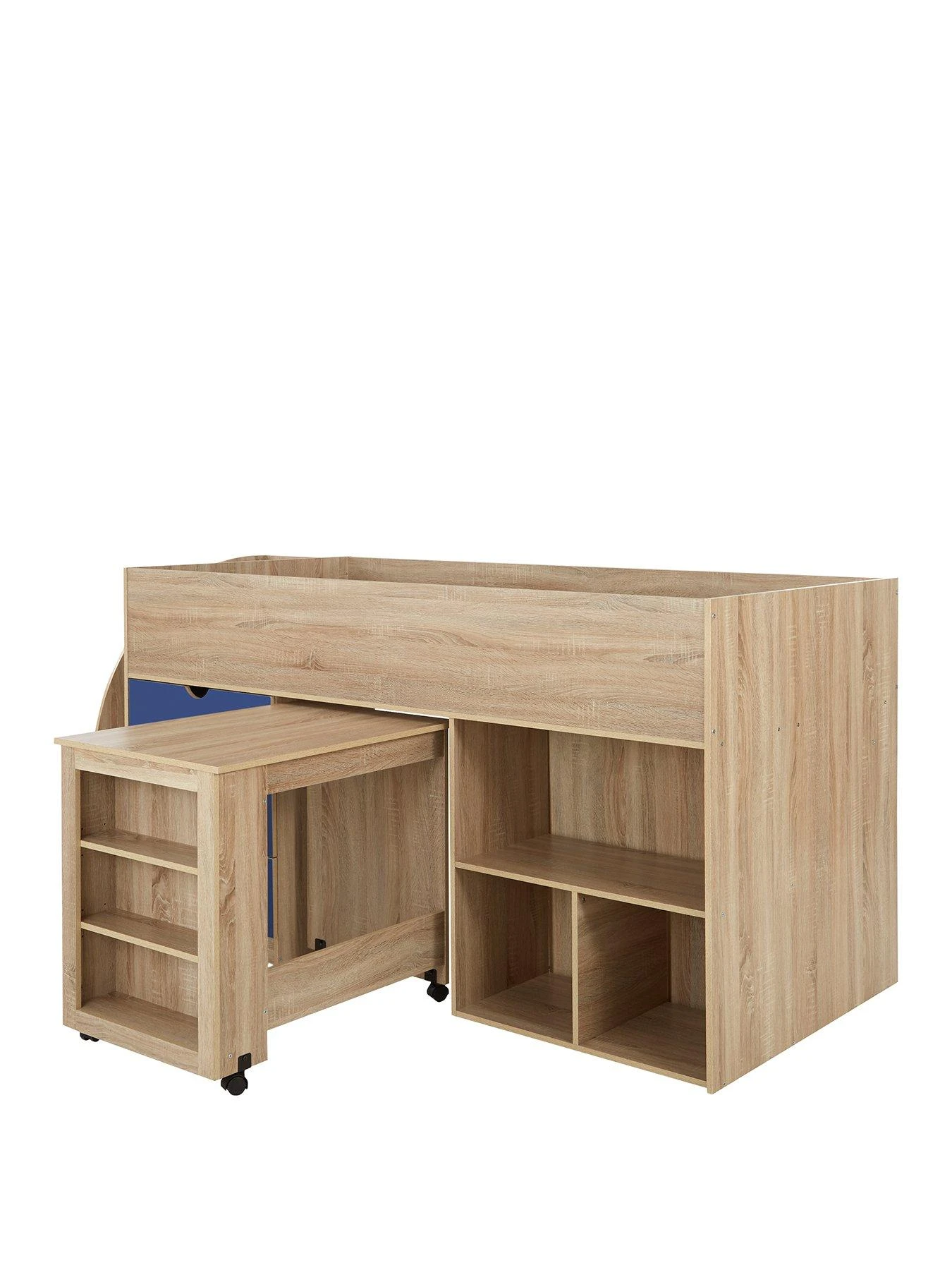 Very Home Mico Mid Sleeper Bed With Pull-Out Desk And Storage - Blue/Oak Effect 5 Very Home Mico Mid Sleeper Bed With Pull-Out Desk And Storage - Blue/Oak Effect - Image 3