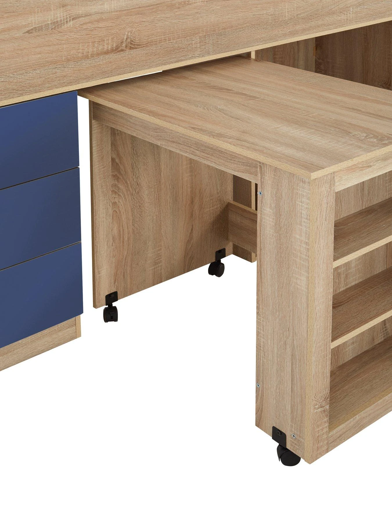 Very Home Mico Mid Sleeper Bed With Pull-Out Desk And Storage - Blue/Oak Effect 6 Very Home Mico Mid Sleeper Bed With Pull-Out Desk And Storage - Blue/Oak Effect - Image 4