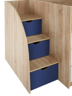 Very Home Mico Mid Sleeper Bed With Pull-Out Desk And Storage - Blue/Oak Effect 12 Very Home Mico Mid Sleeper Bed With Pull-Out Desk And Storage - Blue/Oak Effect -Oleu Furniture Shop PLK3A SQ5 0000000020 BLUE SLd1