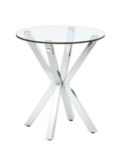 Very Home Chopstick Glass And Chrome Lamp Table -Oleu Furniture Shop PLLF9 SQ3 0000000139 CHROME SLa
