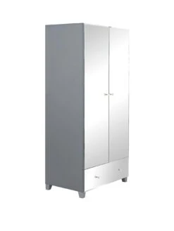Very Home New Bellagio Mirrored 2 Door, 1 Drawer Wardrobe - White/Mirrors, Grey/Mirrors -Oleu Furniture Shop PNQQA SQ3 0000014410 GREY MIRROR SLa