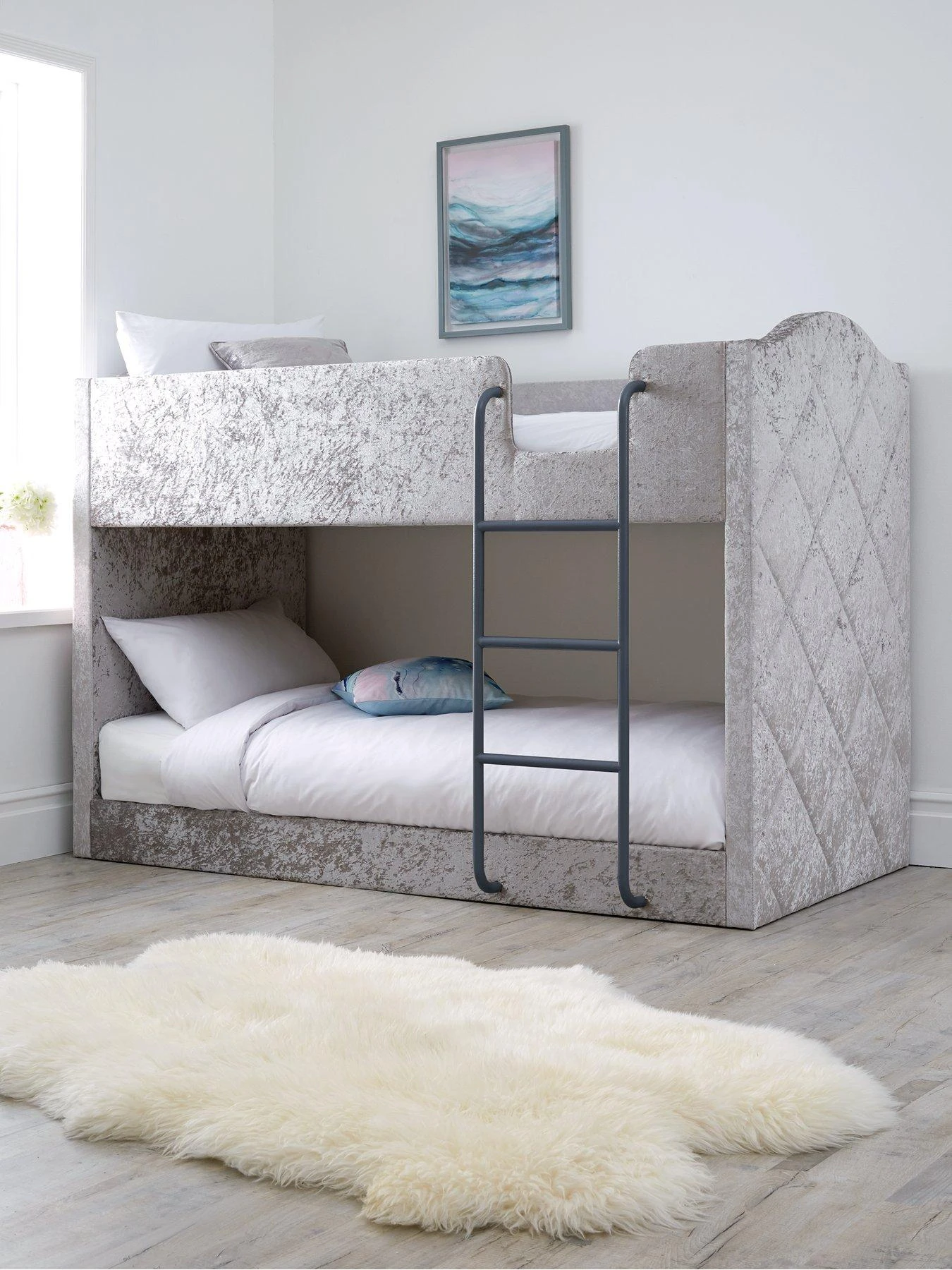Very Home Mandarin Fabric Bunk Bed With Mattress Options (Buy And SAVE!) - Grey, Silver 4 Very Home Mandarin Fabric Bunk Bed With Mattress Options (Buy And SAVE!) - Grey, Silver - Image 2