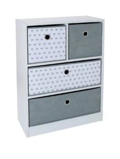 Lloyd Pascal Cube 2+2 Storage Unit With Hearts -Oleu Furniture Shop PXTHT SQ3 0000000444 GREY WHITE SLa