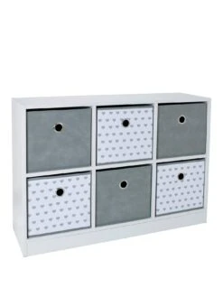 Lloyd Pascal 6 Cube Storage Unit With Hearts -Oleu Furniture Shop PXTJ9 SQ3 0000000444 GREY WHITE SLa