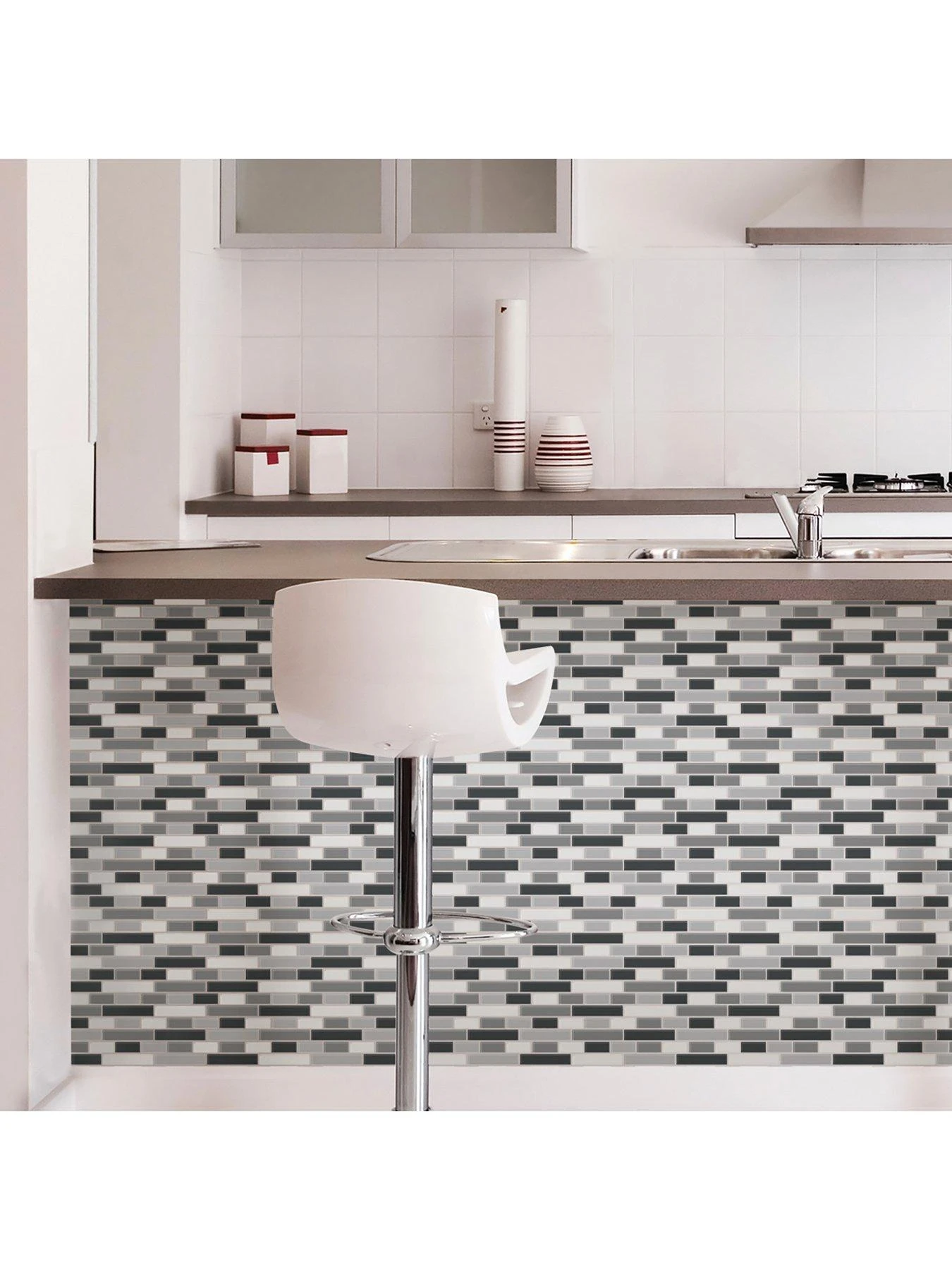 InHome Pack Of 4 Smoked Glass Peel & Stick Backsplash Tiles 6 InHome Pack Of 4 Smoked Glass Peel & Stick Backsplash Tiles - Image 4