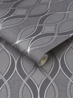 Sublime Ribbon Geo Charcoal Wallpaper -Oleu Furniture Shop Q36NP SQ3 0000000005 GREY SLd1