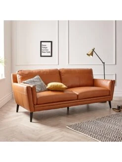 Very Home Lincoln Leather 3 Seater Sofa 8 Very Home Lincoln Leather 3 Seater Sofa -Oleu Furniture Shop Q446D SQ2 0000001886 PUMPKIN RSr