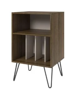 Novogratz Concord Turntable Stand - Dark Oak/White