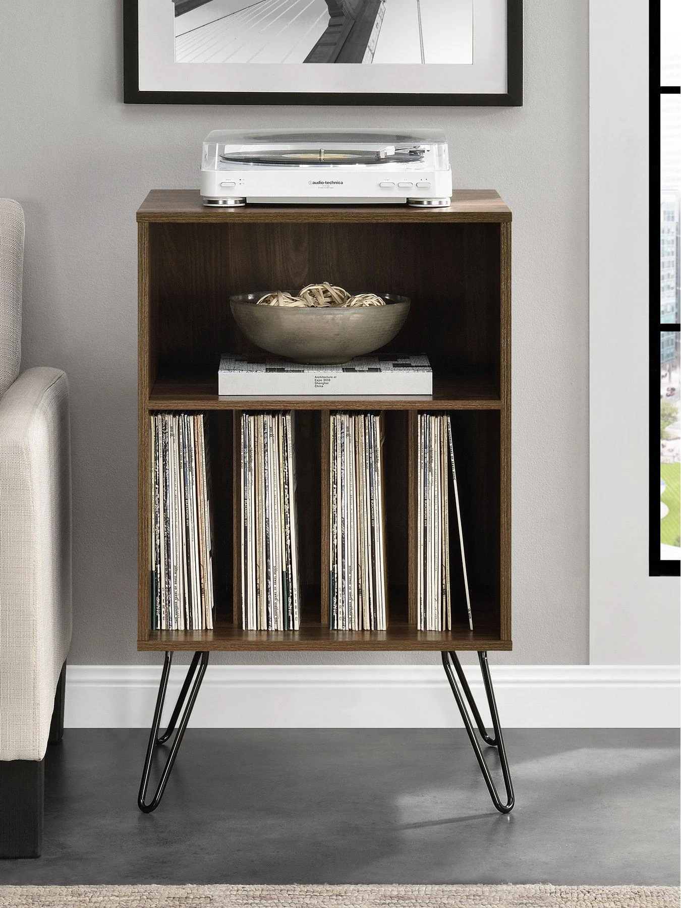 Novogratz Concord Turntable Stand - Walnut Effect 6 Novogratz Concord Turntable Stand - Walnut Effect - Image 4