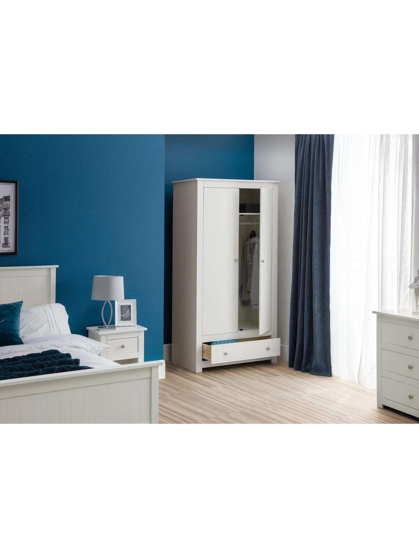 Julian Bowen Radley 2 Door Combination Wardrobe - White 4 Julian Bowen Radley 2 Door Combination Wardrobe - White - Image 2
