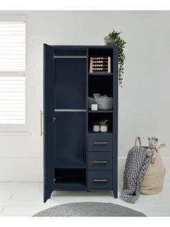 Mamas & Papas Melfi Storage Wardrobe - Midnight Blue -Oleu Furniture Shop Q7X7V SQ4 0000000677 MIDNIGHT BLUE SLd