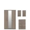 SWIFT Halton Part Assembled 4 Piece Package - 3 Door Mirrored Wardrobe, 5 Drawer Chest And 2 Bedside Chests - FSC® Certified