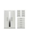 One Call Regal Package - Part Assembled 3 Door Mirrored Wardrobe, 5 Drawer Chest And 2 Bedside Chests 2 One Call Regal Package - Part Assembled 3 Door Mirrored Wardrobe, 5 Drawer Chest And 2 Bedside Chests -Oleu Furniture Shop Q9PLJ SQ1 0000000559 WHITE GLOSS SLf