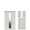 One Call Harris 4 Piece Part Assembled Package 3 Door Mirrored Wardrobe, 5 Drawer Chest And 2 Bedside Chests