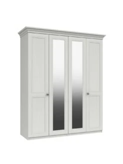 One Call Harris Part Assembled 4 Door Mirrored Wardrobe -Oleu Furniture Shop Q9PNP SQ3 0000000013 WHITE SLa
