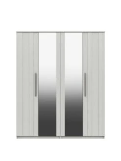 One Call Taylor Part Assembled 4 Door Mirrored Wardrobe