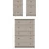 One Call Reid 3 Piece Ready Assembled Package - 5 Drawer Chest And 2 Bedside Cabinets -Oleu Furniture Shop Q9QYD SQ1 0000000179 TAUPE SLf