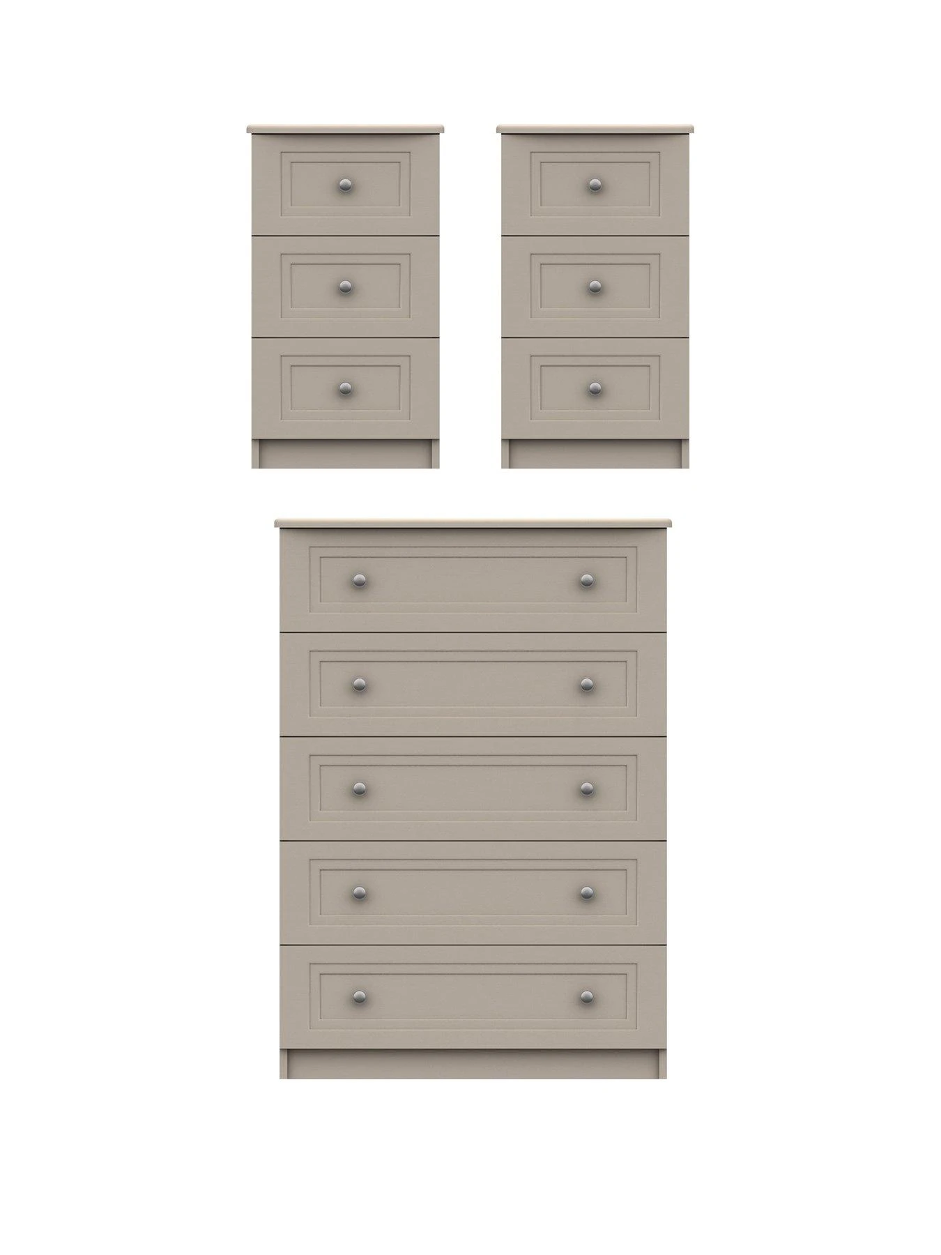 One Call Reid 3 Piece Ready Assembled Package - 5 Drawer Chest And 2 Bedside Cabinets 3 One Call Reid 3 Piece Ready Assembled Package - 5 Drawer Chest And 2 Bedside Cabinets