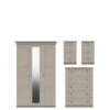One Call Reid 4 Piece Part Assembled Package - 3 Door Mirrored Wardrobe, 5 Drawer Chest And 2 Bedside Cabinets 1 One Call Reid 4 Piece Part Assembled Package - 3 Door Mirrored Wardrobe, 5 Drawer Chest And 2 Bedside Cabinets -Oleu Furniture Shop Q9QYF SQ1 0000000179 TAUPE SLf